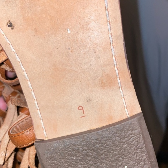 Sam Edelman Griffen Gladiator Fringe Leather Boho Thong Sandals size 9 Brown - Picture 8 of 16